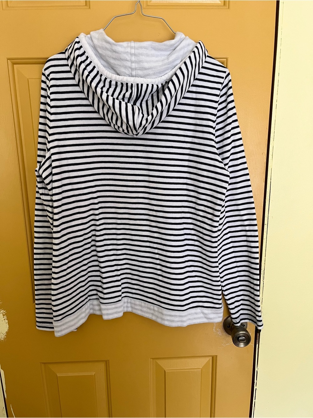 Talbots White & Navy Striped Zip Hoodie - Picture 2 of 5